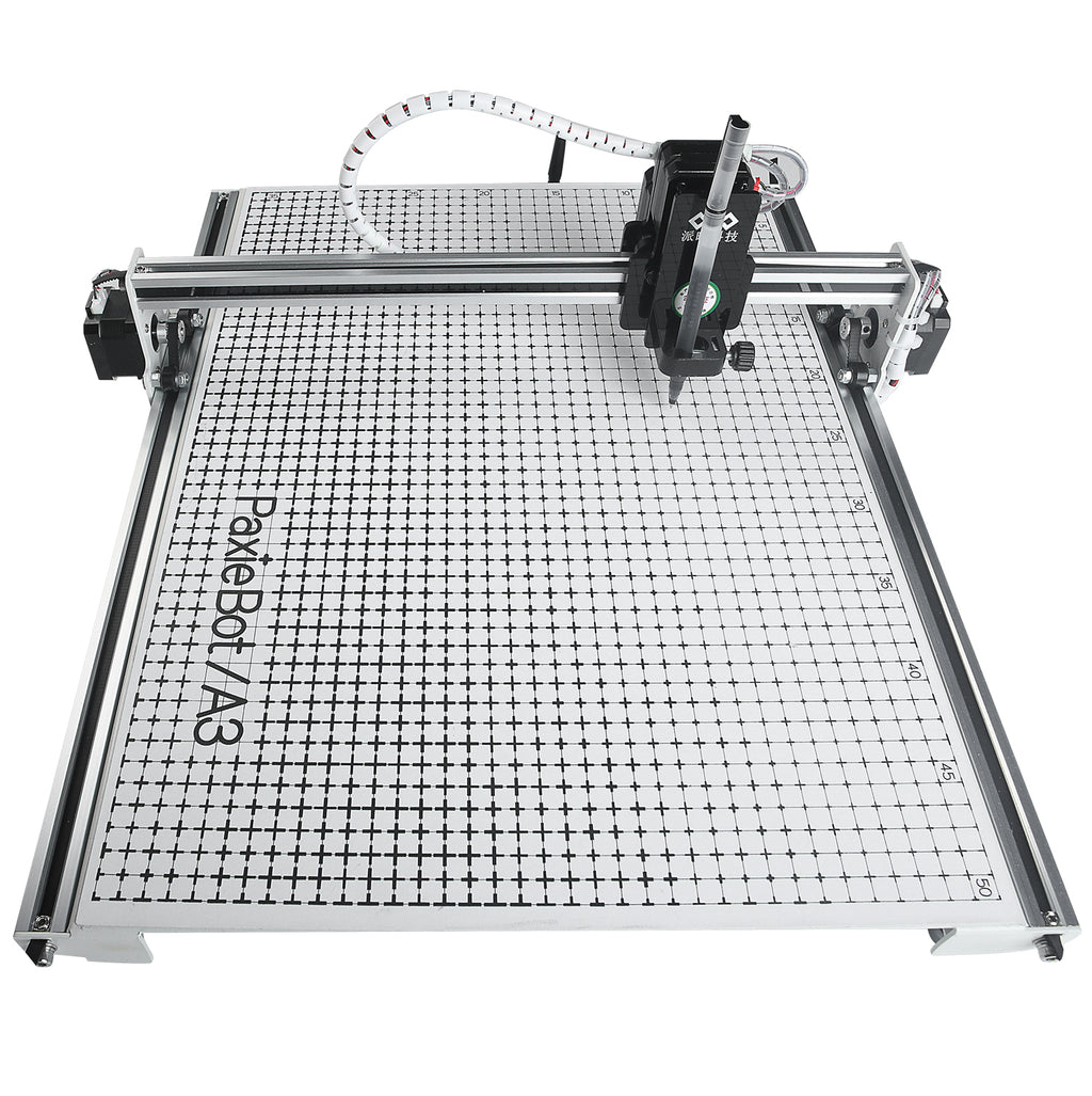 PaxieBot Plotter A3 machine with grid on a white background